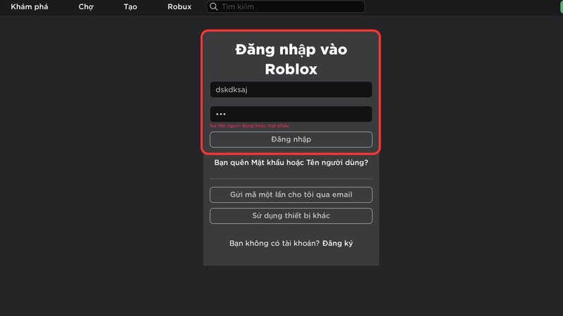 Tại sao không thể đăng nhập vào tài khoản Roblox?