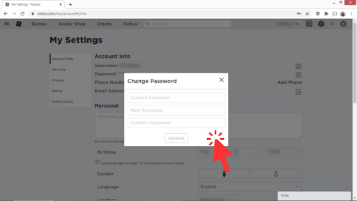 Cách đổi mật khẩu Roblox trên máy tính nhanh chóng, hiệu quả