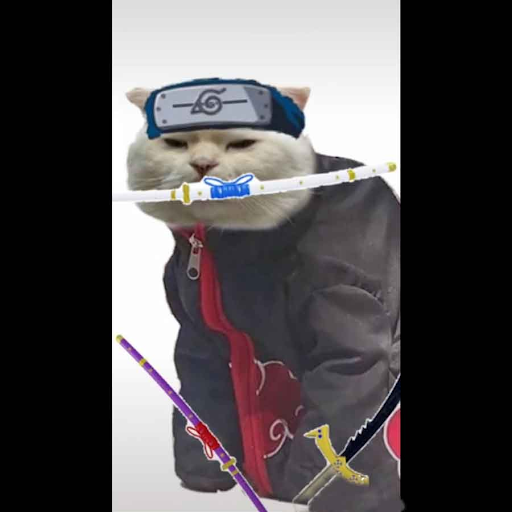 Avatar mèo với phụ kiện băng đô và kiếm trong bộ truyện Naruto